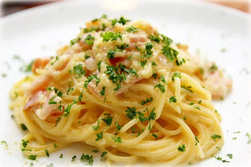 Spaghetti carbonara as eaten in Italy