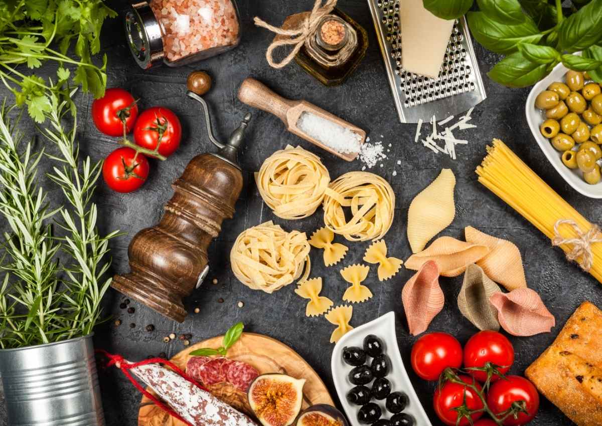 Italian ingredients on table