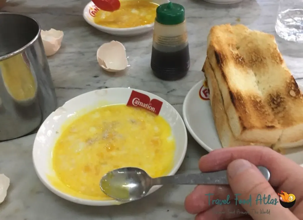 Kaya jam on toast with soft boiled egg
