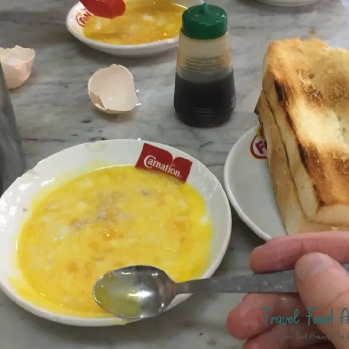Kaya jam on toast with soft boiled egg