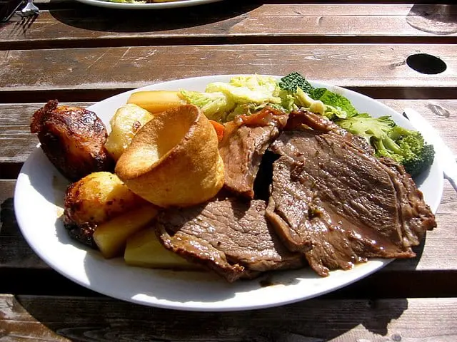 The Sunday roast dinner is one of the most famous, typical British dishes