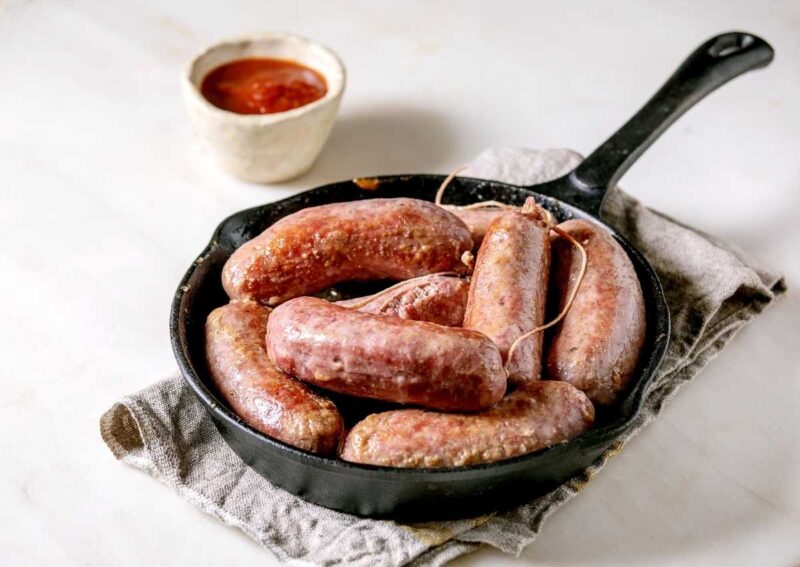 Italian salsiccia in a pan