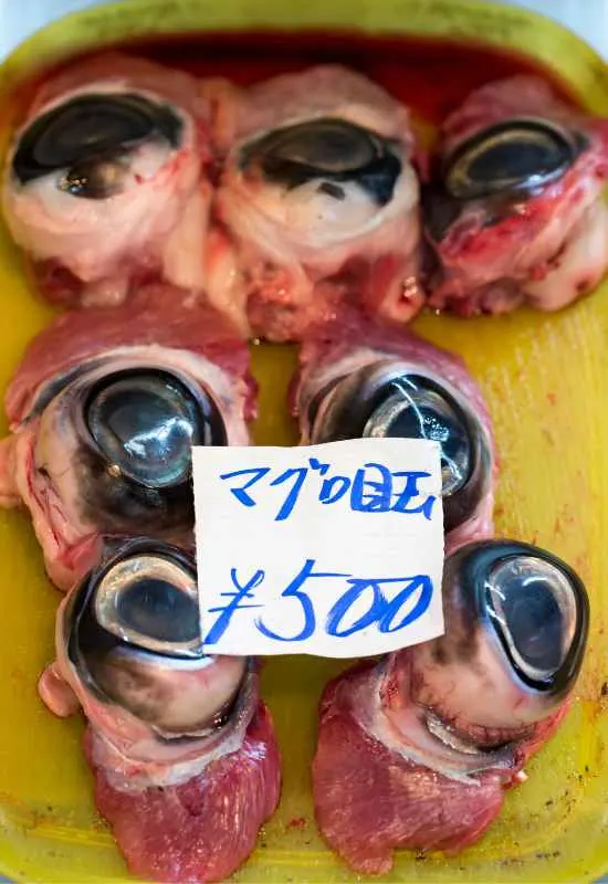 Tuna eyeballs on sale in market