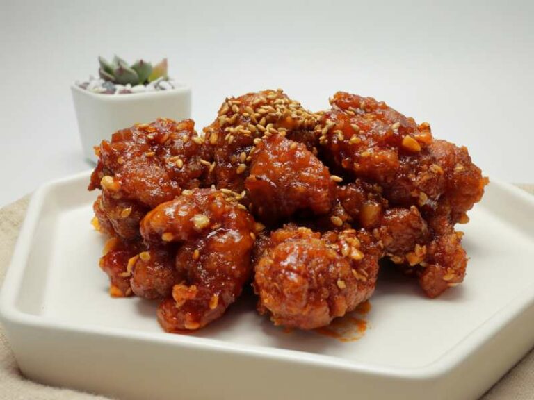 Dakgangjeong on a plate.