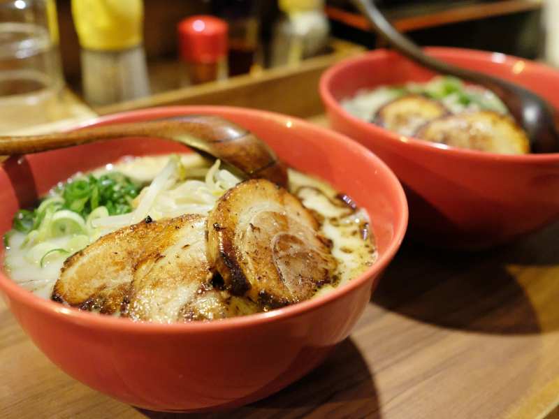 Two tonkotsu ramen bowls