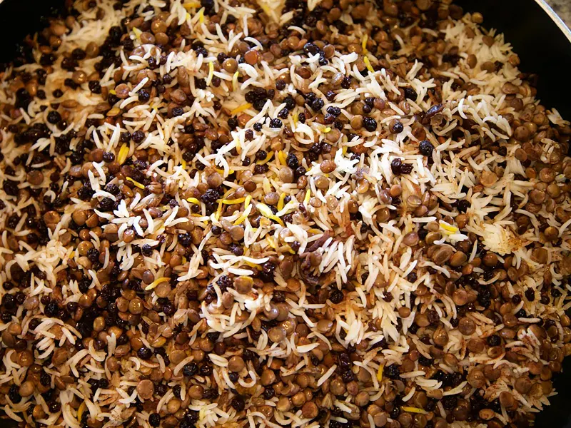 Iranian Adas Polo lentil rice