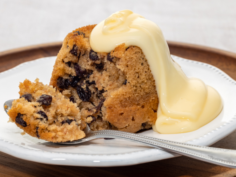 Spotted dick with custard