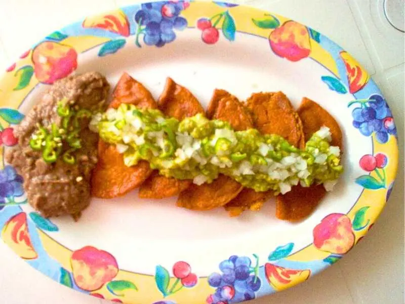 Enchiladas potosinas with guacamole