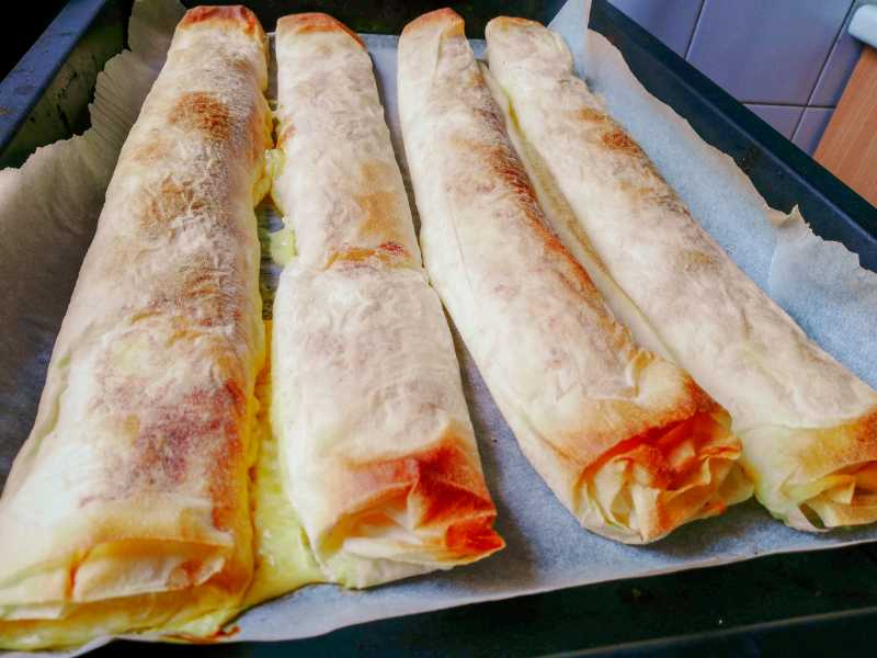 Fresh baked Gibanica Logs