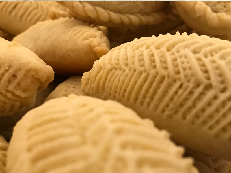 Sweet pastries with an intricate design on the outside