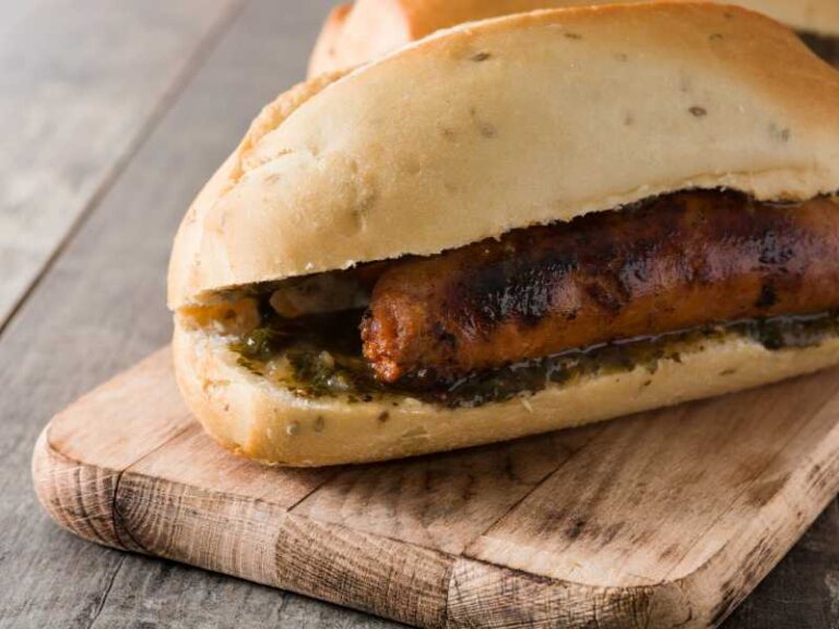 Choripan with chimichurri sauce