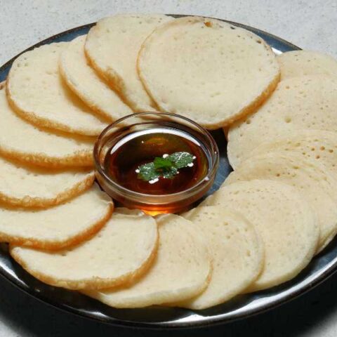 Baghrir served with honey and mint.