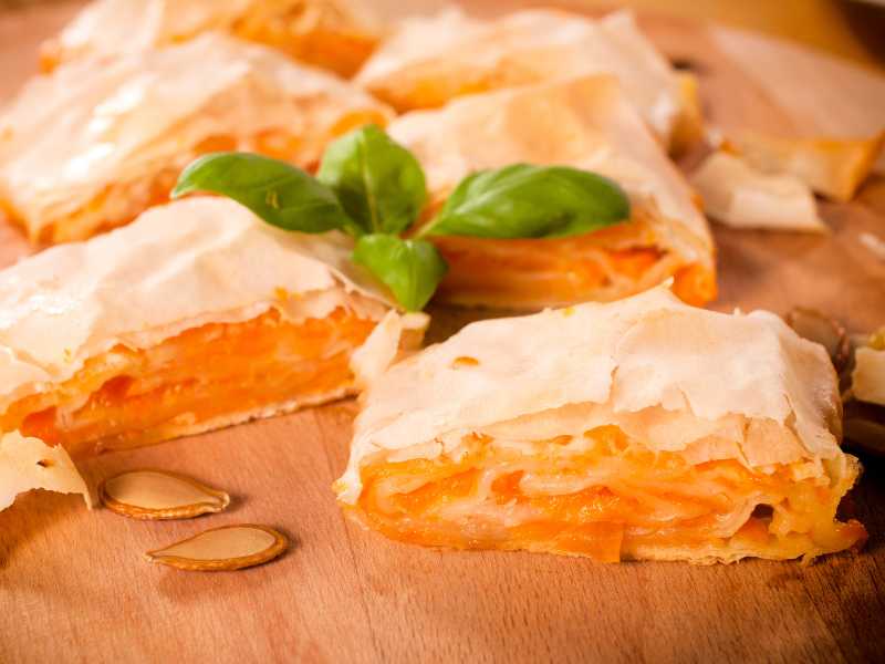 Serbian Bundevara topped with confectioners' sugar.