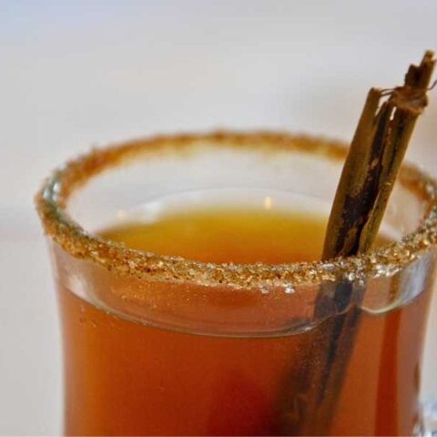 Canelazo served with cinnamon sticks