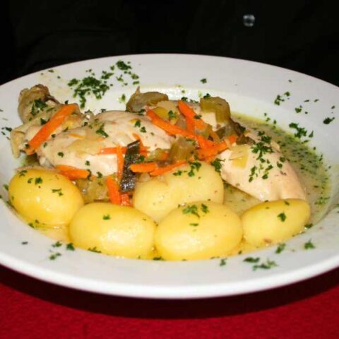 Waterzooi made with baby potatoes.